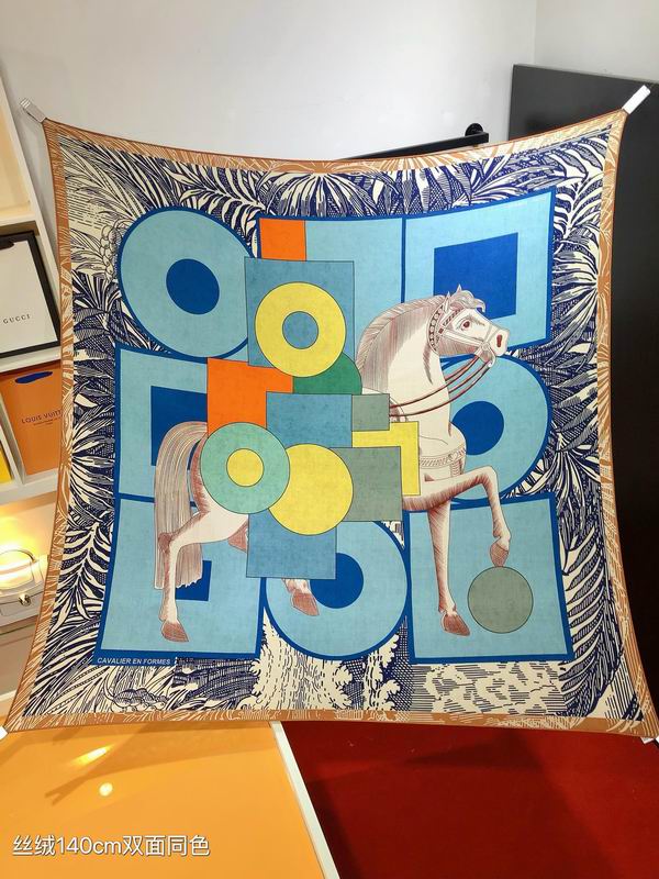 Hermes Scarf 140X140cm 70%羊绒30%真丝 E092706